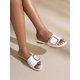 thumbnail image 2 of Women Apricot Buckle Detail Flat Slide Sandals, Fashionable Open Toe Mules For Daily, 2 of 4