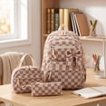thumbnail image 5 of 3 Pack Corduroy Texture Checkered Backpack Combo Cute Bow Daypack With Lunch Tote Pencil Bag Large Storage School Travel Laptop Backpack, 5 of 6