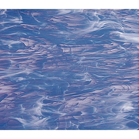 OCEANSIDE STAINED/FUSING GLASS SHEETS - PALE BLUE/WHITE WISPY FUSIBLE (Large 12" x 16")