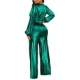 thumbnail image 3 of MSJUHEG Long Sleeve Workout Set,Jumpsuits for Women,Matching Sweat Sets for Women,Tracksuit for Women,Jumpsuits Slim Fit Nightclub Wide Leg Jumpsuit,Wide Leg Jumpsuits for Women Green XL, 3 of 9