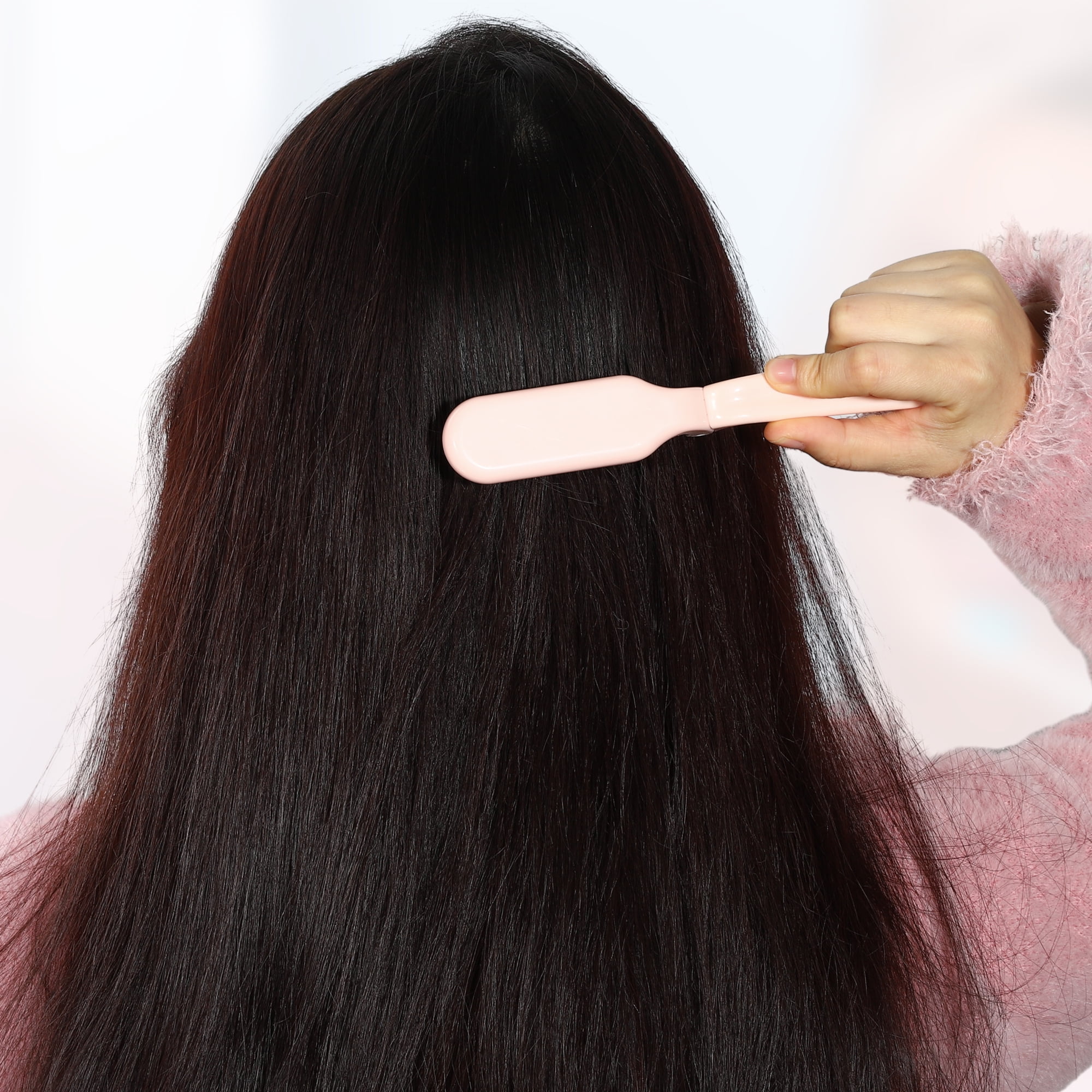 Unique Bargains 1Pc Women's Foldable Hair Brush for Curly Straight Thin Dry Wet Hair Pink