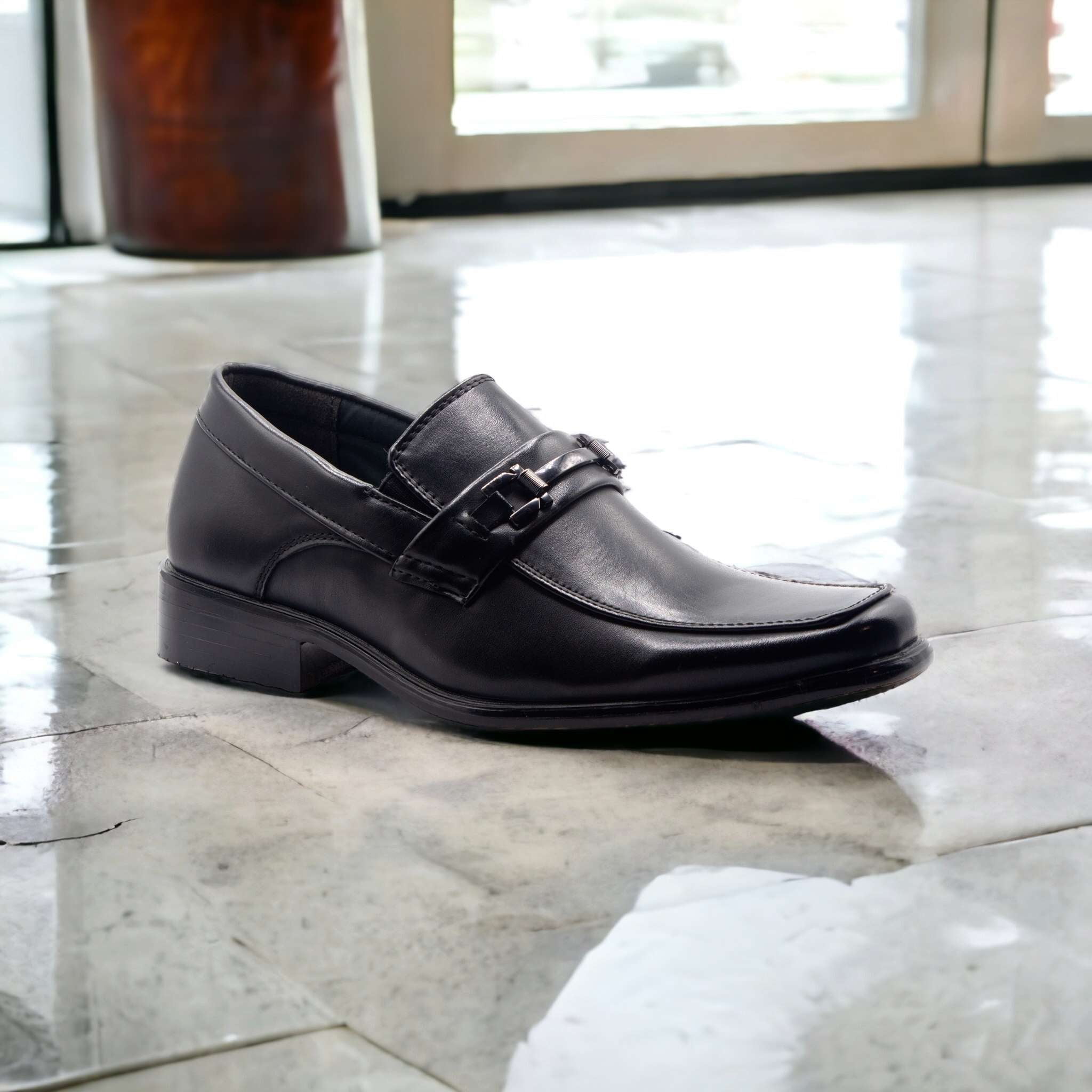 Men's Black Buckle Classic Square Toe Slip On Loafers Dress Shoes, Black,  Sz 10.5 - Walmart.com