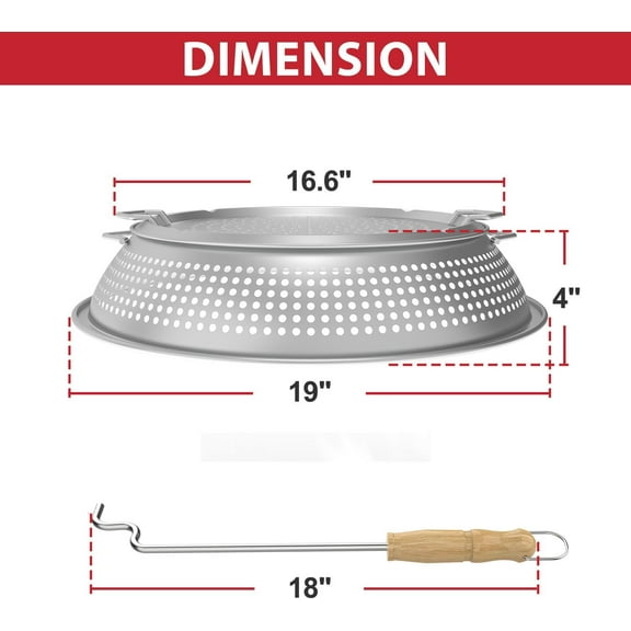 Spark Shield for  Bonfire - Stainless Steel Fire Pit Spark Protector Screen for Outdoor Backyard Party, Shield for  Bonfire with Two Guild Sticks