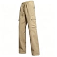 thumbnail image 2 of QSXADF Men's Straight Leg Pants Casual Loose Pants Quickly Dry Straight Cargo Pants Solid Outdoor Adventure Athletic Long Mens Casual Trousers, 2 of 5