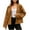 Brown, variant on Women's Cropped Pea Coat Single Breasted Notch Lapel Lightweight Oversized Fall Winter Office-Ready Minimalist Outerwear Essential Jacket