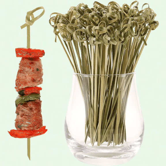 200-Pack 6-Inch Bamboo Knot Skewers for Appetizers, Cocktails, and Garnishes