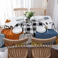 thumbnail image 5 of Orange Blue Plaid Pumpkin Rectangle Tablecloths 60x104,Fall Thanksgiving Plaid Leaf Table Cloth Table Cover Indoor/Outdoor Tabletop Decor for Wedding Holiday Party Dinner Baby Shower, 5 of 7