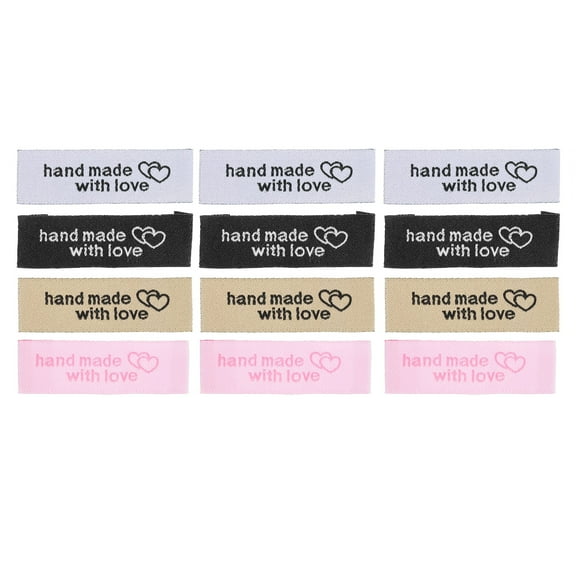 Uxcell 40pcs Handmade with Love Sewing Labels Embroidered Label Tags Sew on Clothing Garment