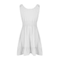 thumbnail image 4 of Up to 30% off Summer Dress, Fashion Women's Solid Color Sleeveless Round Neck Tank Pleated Mini Dress(White,S), 4 of 6