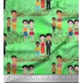 thumbnail image 1 of Soimoi Green polyester Crepe Fabric Garden Theme Human Figure Fabric Prints By Yard 52 Inch Wide, 1 of 5
