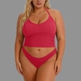 thumbnail image 4 of Craaazy Womens Plus Size Sports Tops Solid Color Racerback Ribbed Sleeveless Built-in Bra Crop Tank Tops for Workout Gift, 4 of 6