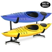 RaxGo Kayak Storage Rack, Indoor & Outdoor Freestanding Storage for 2 Kayak with Wheels