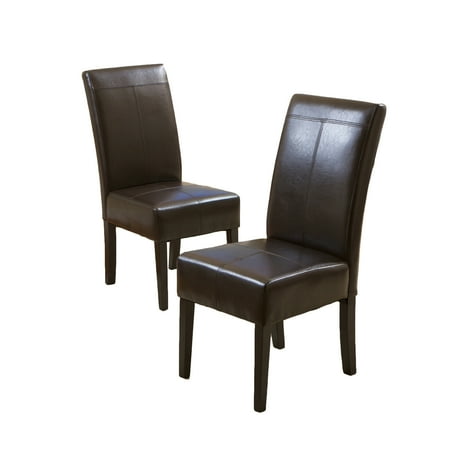 Chocolate Bicast Leather Noble House Franklin T-stitch Chocolate Brown Bonded Leather Dining Chairs, Set of 4 ()