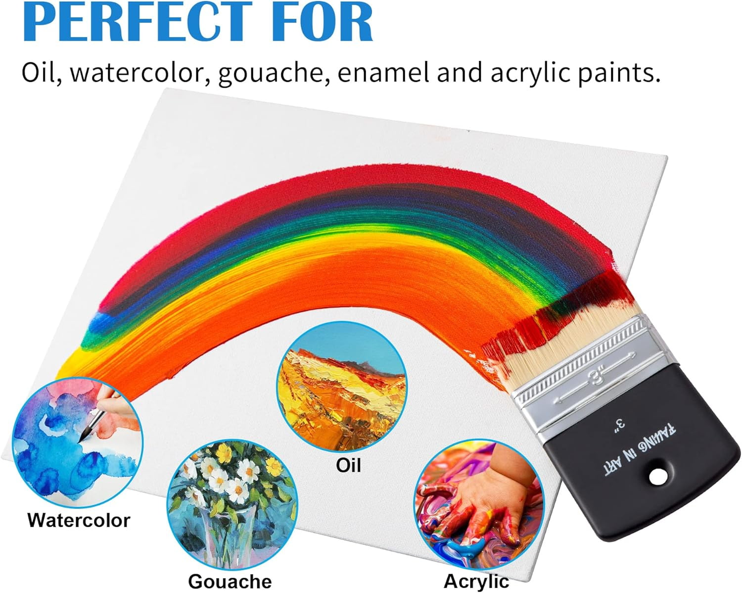 JJEAN-Flat Paddle Paint Brush, Scale Brush for Oil and Acrylic Paints,2 Inch