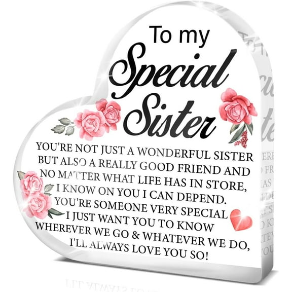 Sister Gifts From Sisters Brother, Birthday Christmas Graduation Gifts for Sister, Sister Clear Acrylic Sign Keepsake Gift 4x4 Inch