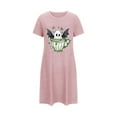 thumbnail image 5 of Sakmal Robe de Nuit d'Halloween Moomoo pour Femmes Courte Grande Taille Rose Mignonne Chemise de Nuit à Manches Courtes Imprimé Fantôme Robes de Nuit pour Femmes, 5 of 5