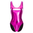 thumbnail image 3 of Haitryli Women's Shiny Metallic Bodysuit Sleeveless Leotard Ballet Dance Gymnastics Leotard Hot Pink M, 3 of 5