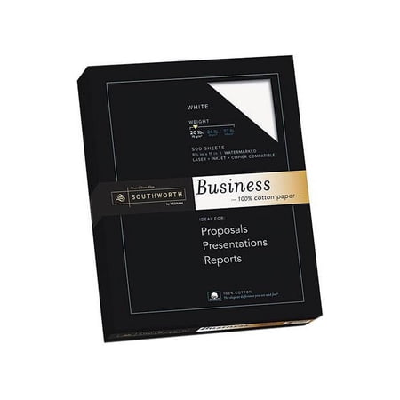 Southworth 13C - 100% Cotton Business Paper, White, 20 lbs., Wove, 8-1/2 x 11, 500/Box