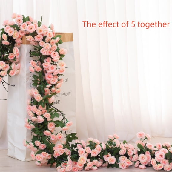 [Floral Rose Vine Garland] 69 Flowers Artificial Rose Vine | 99 Inch Floral Garland for Home, Bedroom, Wedding, Party, Wall Decor - 71 Inch - Recommend 3pcs for Fluffy Effect