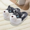 thumbnail image 4 of Plush Husky Slippers Plush Closed Toe Slippers Anti Slip Cartoon Animal Slippers Comfortable Fuzzy Dog Slippers Cute for Indoor Bedroom (Grey 36-37), 4 of 10