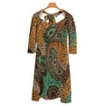 thumbnail image 6 of Leopard Paisley Vibrant Textile Women's Fall Dresses Casual Loose Flowy Swing Shift Dress, 6 of 9