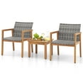 thumbnail image 2 of Costway 3 PCS Outdoor Furniture Set, Acacia Wood Frame Sofa Set with Rattan Seat, 2 of 9
