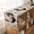 thumbnail image 6 of White Retro Rooster 90 Inch Table Runner, Watercolor Pastoral Animals Plaid Farmhouse Dresser Scarf Cotton & Linen Tablerunner for Dining/Kitchen Island/Holiday Party Décor 13" x 90", 6 of 9