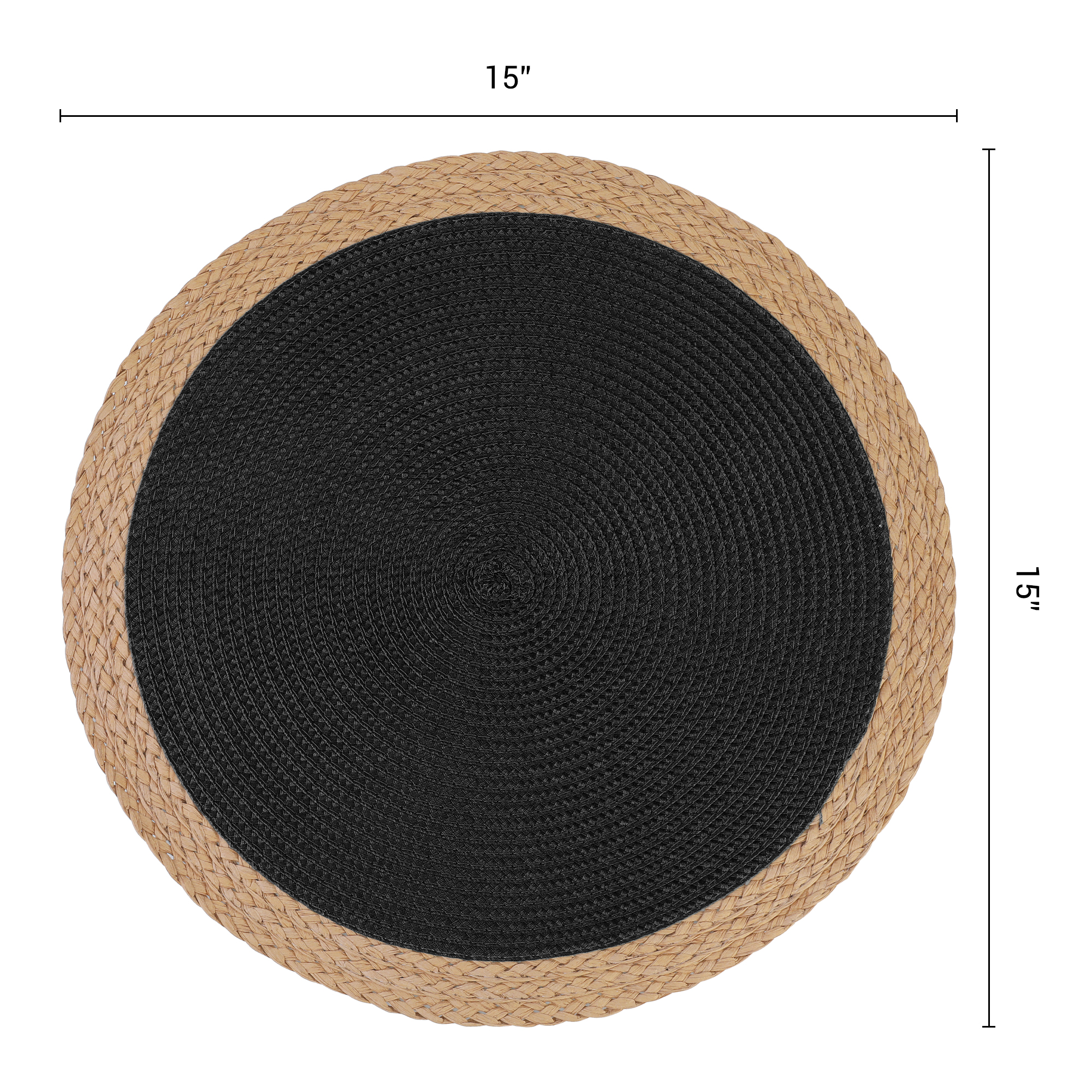 Unique Bargains Farmhouse Placemats Set of 6 Washable Kitchen Table Mat Black