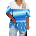 thumbnail image 5 of QUNYINEY Casual Shirts for Women Striped Short Sleeve V Neck Tops Loose Plus Size Summer Pullover Women's Tops, 5 of 5