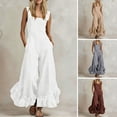 thumbnail image 2 of Quixlent Women's Summer Sleeveless Jumpsuit Ruffle Wide Leg Pants Rompers Casual Beach Vacation One Piece Outfits with Pockets, 2 of 8
