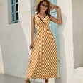 thumbnail image 5 of Orange And White Check Womens Night Club Maxi Dress V Neck Sleeveless Bohemia Long Dresses, 5 of 9