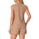 thumbnail image 3 of INSPIRAR CHIC Conjuntos de Pijamas de Mujer de Tejido Waffle Sin Mangas con Cuello en V y Pantalones Cortos XL Caqui, 3 of 6