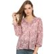 thumbnail image 2 of Allegra K Blusa Manga Larga Con Volantes Pintuck Floral Top Casual Para Mujer Rosa XL, 2 of 6