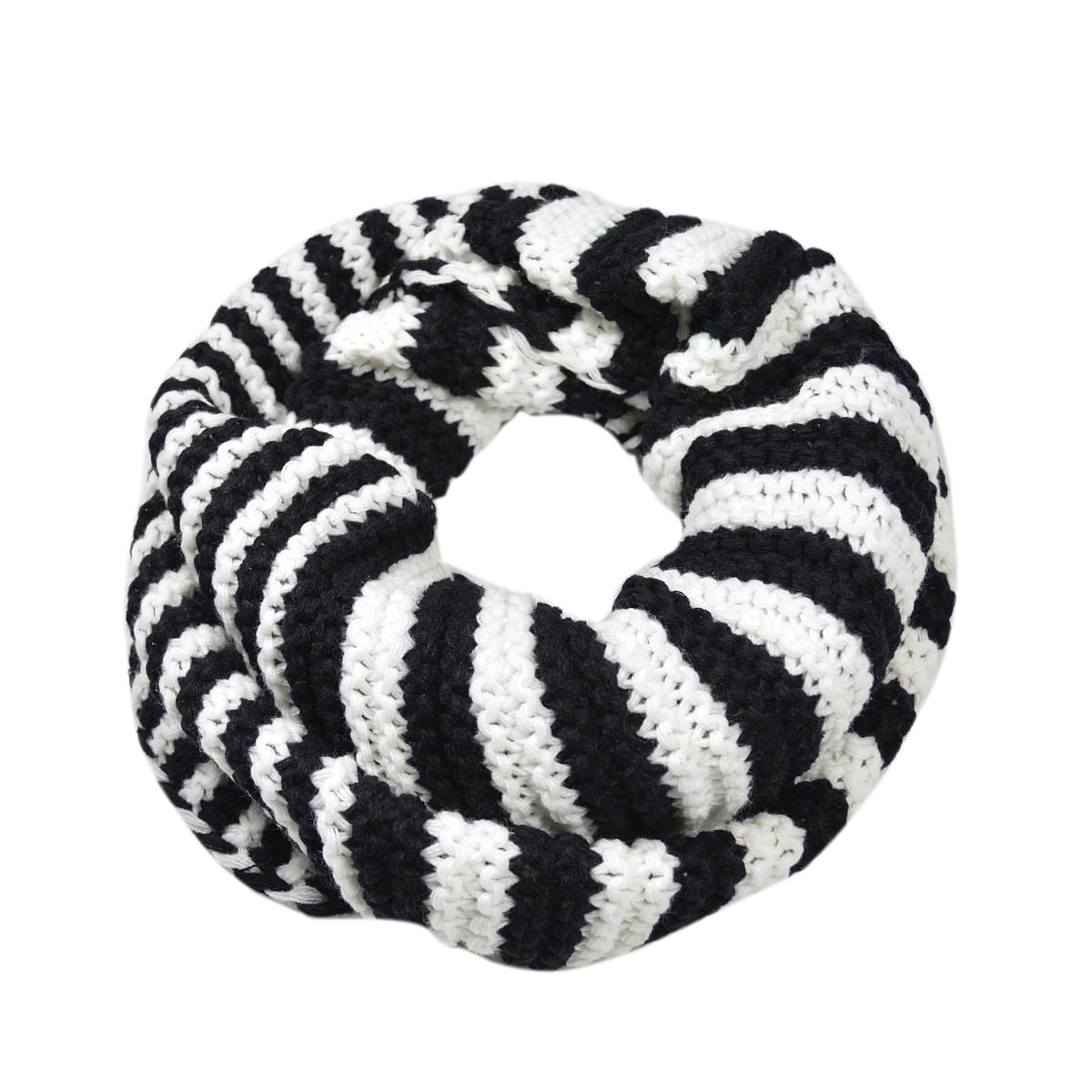 TrendsBlue - Premium Winter Classic Striped Knit Infinity Loop Circle Scarf