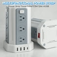 thumbnail image 3 of Surge Protector Power Strip Tower with 12 Outlets 4 USB Ports, 10ft Cord Electric Charging Station, White, 3 of 8