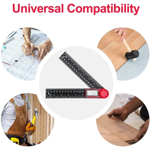 Transportador de ángulo digital de doble escala de 360 ??grados, regla de ángulo de 200 mm con pantalla LCD y función de bloqueo, transportador para ingeniería, carpintería, construcción y medición ShuxiuWang 8390606630407