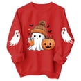 thumbnail image 4 of WAYUTE Girls Sweatshirt Halloween Oversized Cartoon Ghost Print Crewneck Sweatshirt for Kids Long Sleeve Soft Lined Fall Casual Dailywear,Red,Size 5-6 Y, 4 of 5