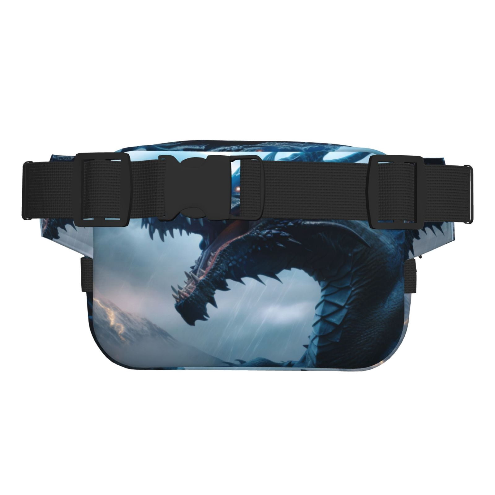 Picia Blue Thunder Storm Dragon Print Square Double-Layer Waist Bag Mini Adjustable Waist Belt Bag Exercise Running Travel Hiking