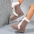 thumbnail image 5 of Eltusu Women Winter Snow Boots, Thermal Non-Slip Windproof Comfy Mid-Calf Boots Khaki Size 8.5, 5 of 7