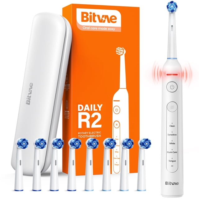 Cepillo de dientes eléctrico Bitvae R2 para adultos con 8 cabezales