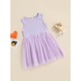 thumbnail image 3 of aturustex Toddler Kids Baby Girl Dress Ribbed Sleeveless Casual Princess Tulle Tutu Dresses (12 Months-5 Yeas), 3 of 8
