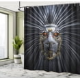 thumbnail image 4 of Ambesonne Robot Shower Curtain, Mechanic Lion Face Drawing, 69"Wx84"L, Dark Cocoa Vermilion and Fawn, 4 of 4