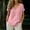 Pink, variant on Womens Plus Size Tops Short Sleeve Solid Cotton Linen Shirts V-Neck Blouses Summer Fashion Casual Shirts