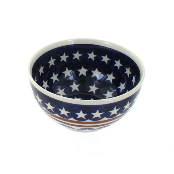 Blue Rose Polish Pottery Stars & Stripes Dessert Bowl