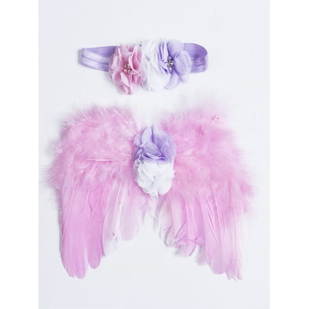 Newborn Baby Girl White Feather Angel Wing +Rhinestone Headband Photography Prop