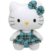 TY Beanie Buddy - HELLO KITTY (AQUA TARTAN PLAID - 9.5 inch)