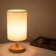 thumbnail image 3 of DEELLEEO New Linen Table Lamp Touch Control LED Linen Night Lamp w/Warm White Light Linen Nightstand Lamp USB Powered Wooden Beside Lamp, 3 of 7