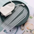 thumbnail image 1 of Reusable Glass Drinking Straw Translucent Straws Bent Straight Glass Straws with Cleaning Brush Bar Party Accessory 8pcs Clear, 1 of 5