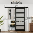 thumbnail image 2 of 36'' x 84'' Sliding Glass Barn Doors and Hardware Included, Black Wood Texture Panels & Tempered Frosted Glass & Barn Door Hardware Kit, Easy Assembly with Pre-Drilled Holes, 5 Panel, 2 of 9