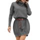 thumbnail image 5 of Gibobby Suéter para mujer, Suéter de cuello alto para mujer, de punto trenzado, de color sólido, de punto(Gris,XG), 5 of 5
